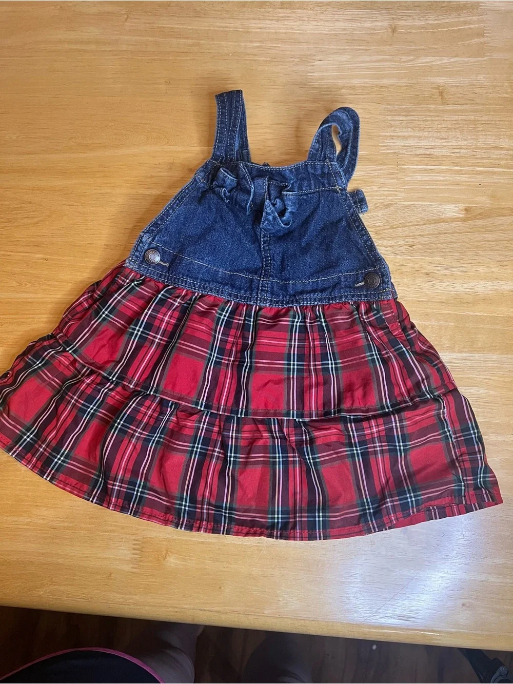OshKosh B'gosh Denim Top Red Plaid Tiered Dress